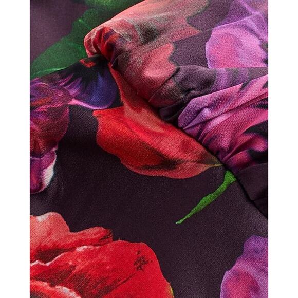 ONE SHOULDER BALLOON SLV TIE WAIST BLS DIGITIAL LUXE FLORAL PRINT-MULTI: L - Picture 5 of 8